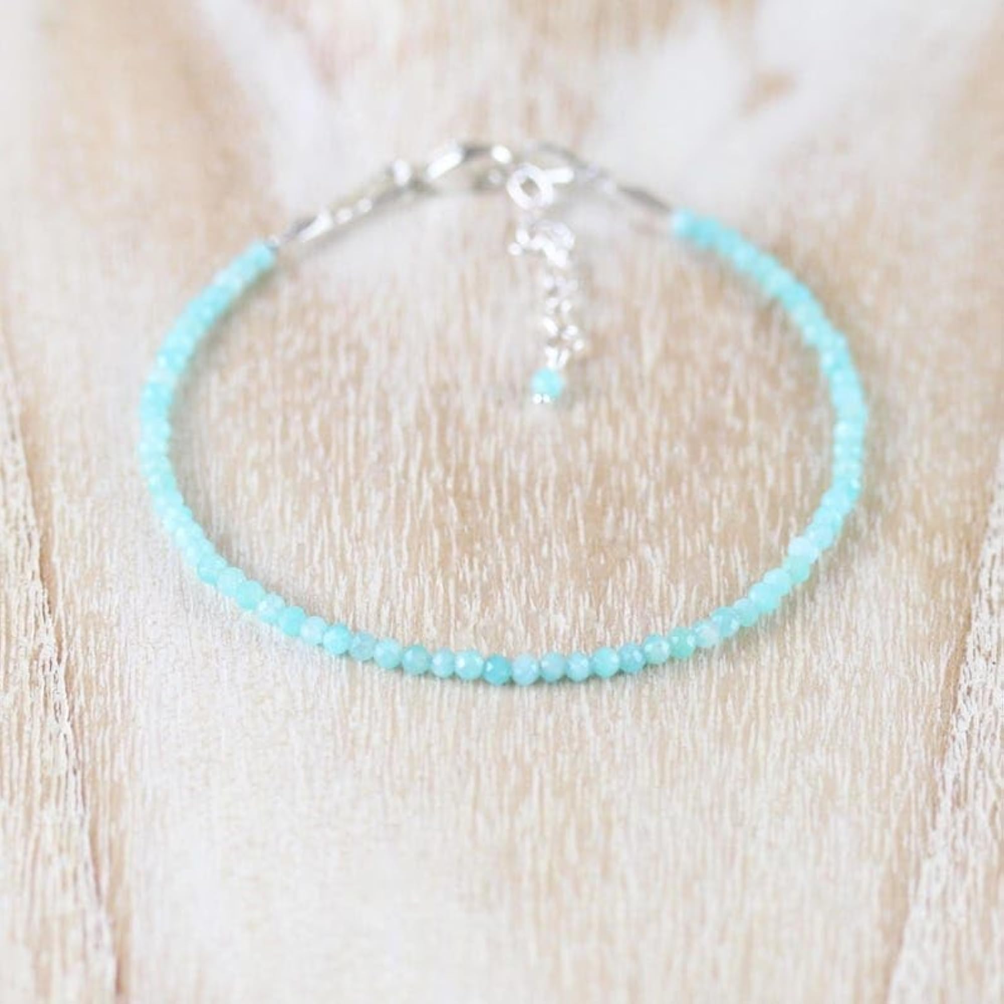 Amazonite Healing Bracelet, Adjustable Blue Beads for Men & Women