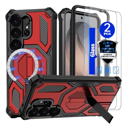 Coque Samsung S26 Ultra rouge robuste avec double verre trempé intégré