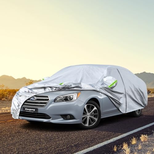 Image of Kaugung 6 Layers Car Cover Custom Fit Subaru Legacy Sedan from 2001 to 2025, Waterproof Car Cover All Weather for Automobiles Outdoor Indoor with Zipper Door, Sun Rain Dust Snow Protection.