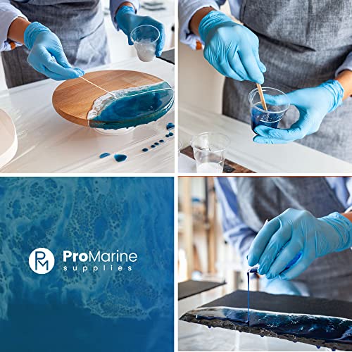 Pro Marine Supplies Crystal Clear Table Top Epoxy Bundle With Crafting Disposable Gloves | 1-Gallon Clear Epoxy Resin Kit With Posi-Shield Powder-Free Gloves | 50 Pairs / 100 Gloves Per Box Bundle Kit #TOP6