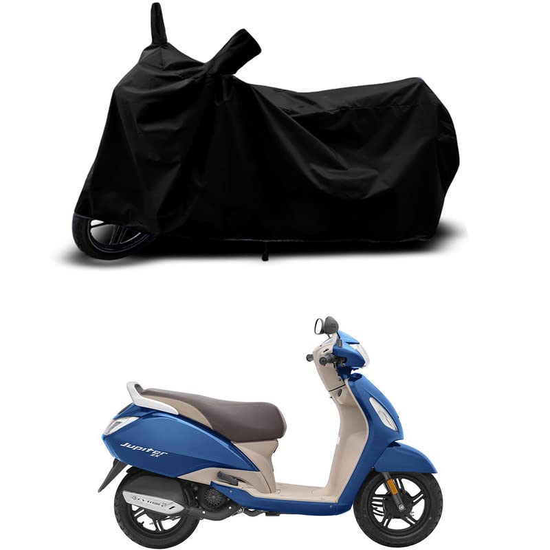 Image of 100% Scratchproof /UV-Rays /Heat Protection /Birds Dropping /Water Resistant /Dust Proof /Waterproof /Full Bike Scooty Two Wheeler Body Cover Compatible for Jupiter 125 Old All Varients[Black]