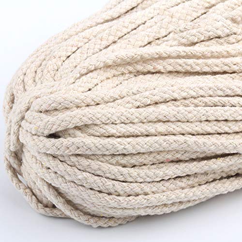 Almabner Cuerda de macramé, 5 mm, 100 m, cuerda de algodón natural, cuerda trenzada colorida para colgar plantas, colgar en la pared, atrapasueños, manualidades