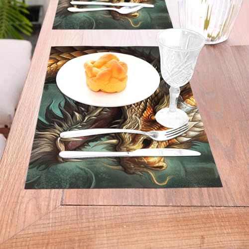 Protégez votre table avec ce lot de 6 sets de table dragon tissés