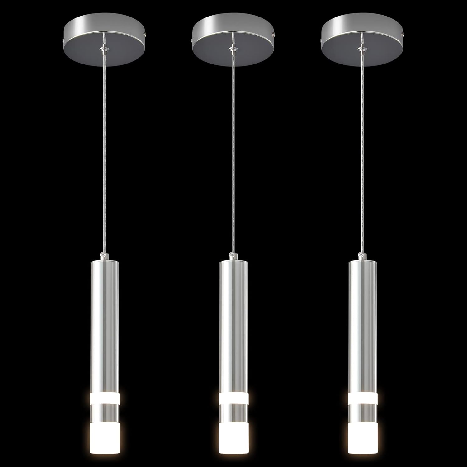 LIANGMH Modern Pendant Light Kitchen Fixture Dimmable LED Chrome Mini