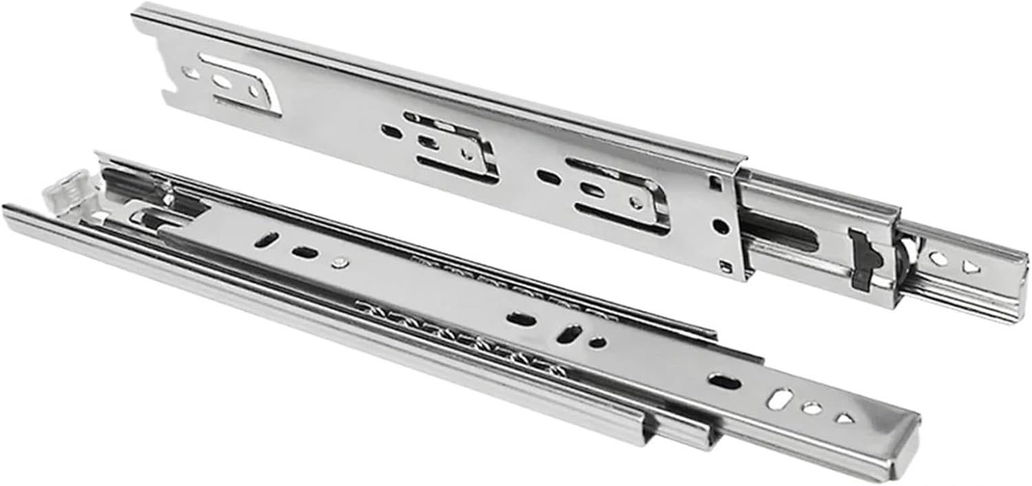 Side Mount Cabinet Runners Glides Drawer Slides Stainless Steel Thickened Hydraulic Damping Buffer Slide Silent Wardrobe Track Guide Rail Hardware(16inch)