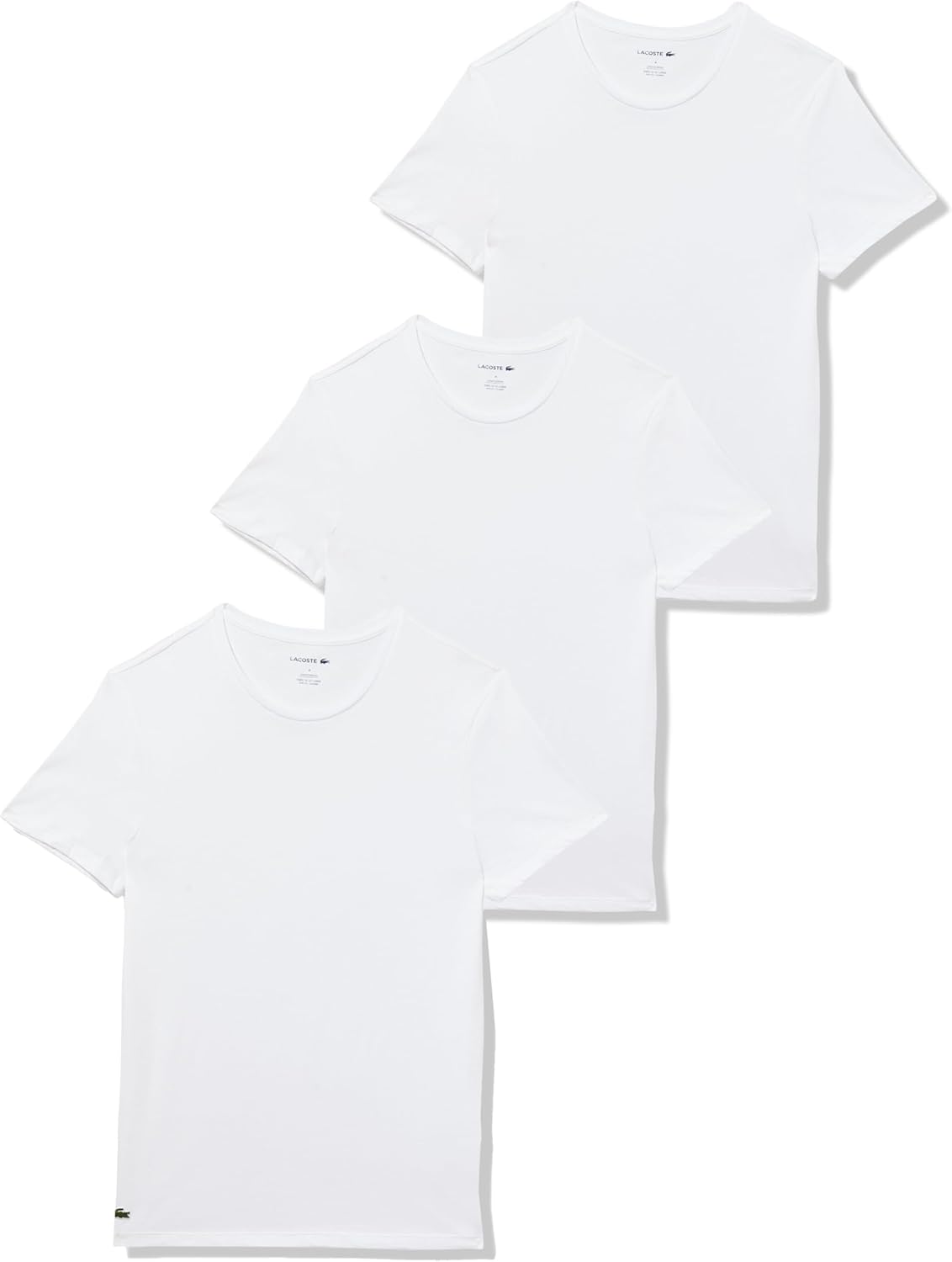 Lacoste Mens 100% Cotton Slim Fit Crew-Neck T-Shirt 3-Pack