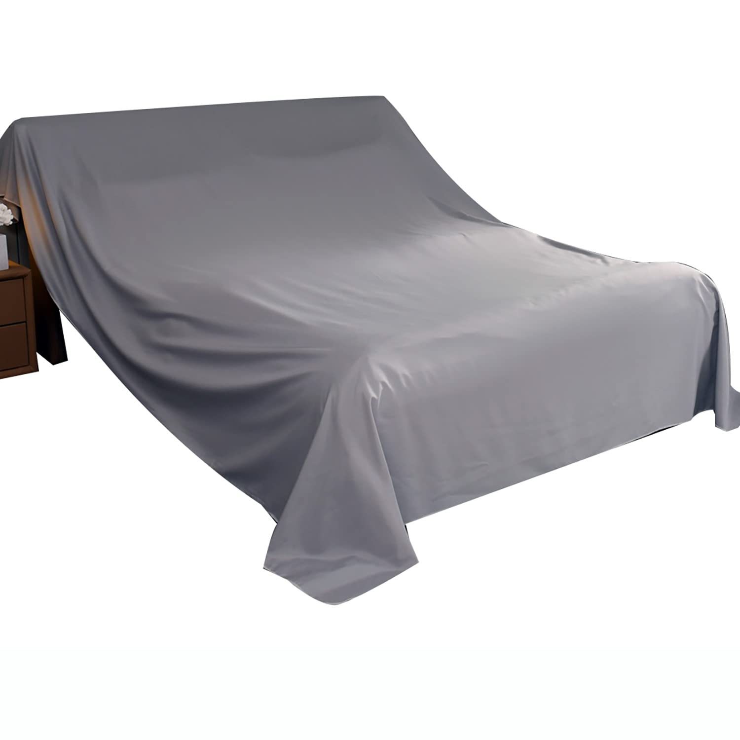 Furniture Dust Shroud Cloth, Bed/Sofa Dustproof Throw Brushed Cotton Dust Sheets for Decorating/Long Outings/removals (Grey,120×200cm)