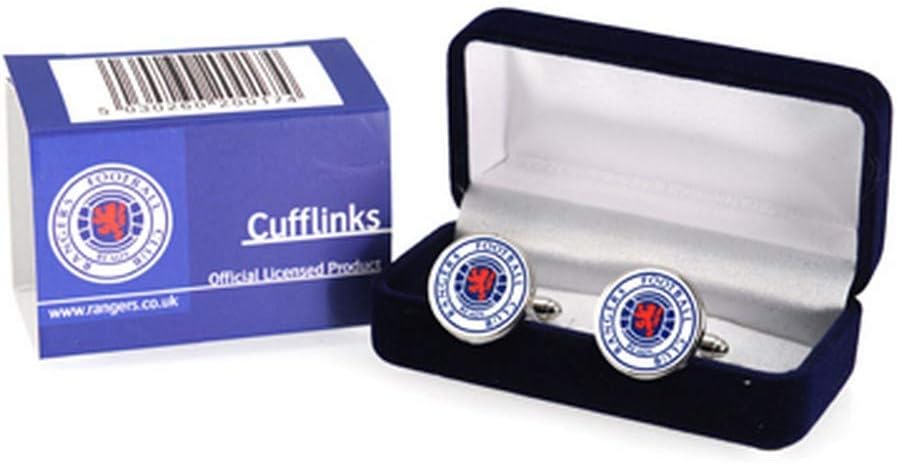 Rangers FC Mens Official Metal Football Crest Cufflinks (One Size) (Silver/White/Blue)
