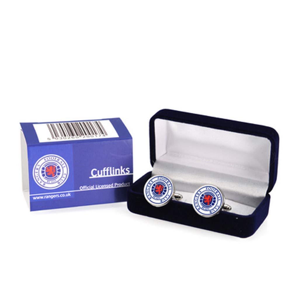 Rangers FC Mens Official Metal Football Crest Cufflinks (One Size) (Silver/White/Blue)