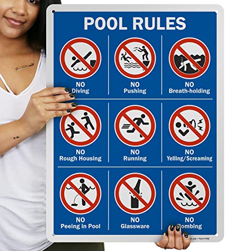 Cartel para piscina de aluminio 24x18 pulgadas miniatura 2