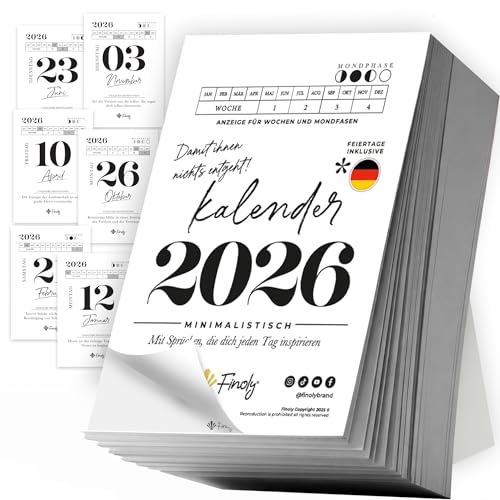 Finoly Tageskalender 2026 Abreißkalender Jan 2026 Dez 2026 (12 Mon) | Abreisskalender 2026 Täglich Lustig für Ruhe & Motivation | Abreißkalender 2026 Sprüche Inspiration Übungen 13 5x9 5 cm