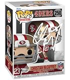 Christian McCaffrey #250 Facsimile Signed Reprint Laser Autographed Funko POP! San Francisco 49ers Figurine with Protector Case