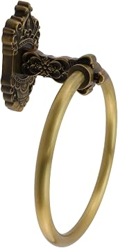 Antique Brass Towel Ring, Lightweight Metal Wall Mount Towel Holder 6.5 Inch Hand Towel Rack for Kitchen, Bathroom, Matte Finish, Easy to Install