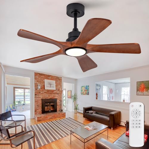 VCQQ 42 Inch Outdoor Ceiling Fans with Lights and Remote, 5 Blades Wood Ceiling Fan with Light, Wall Switch, Dimmable, Reversible DC Motor, Memory Function, Modern Black Ceiling Fans for Living Room by VCQQ - Used condition - Image 7
