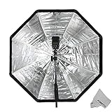 Se puede utilizar con flashes y algunas luces de flash de estudio con orificio para el paraguas.