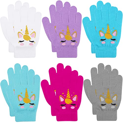 Kids Winter Gloves - 5-6 Pairs Knitted Warm Gloves for 3-8 Years Old Boys Girls