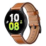 HATALKIN Compatible with Samsung Galaxy Watch Active2 40/44mm Band, Replacement Leather Wristband Compatible Samsung Galaxy Watch Active 2 (Brown)