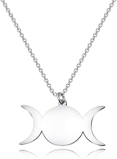Triple Moon Goddess Symbol Pendant Necklace Symbol Alchemy Jewelry Wiccan Jewelry Alchemy Symbol Pendant Necklace