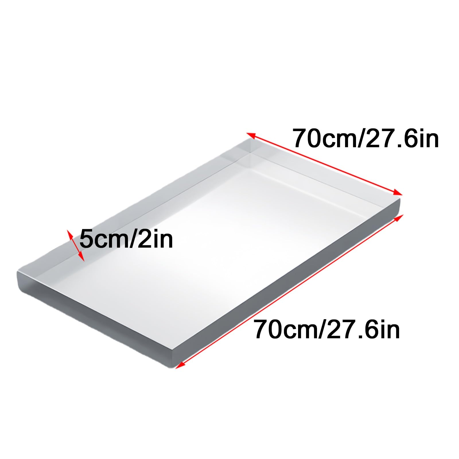 Bandeja multiusos de acero inoxidable de 70 x 70 x 5 cm, ideal para servir comida de mascotas y más, sin agujeros y fácil de limpiar