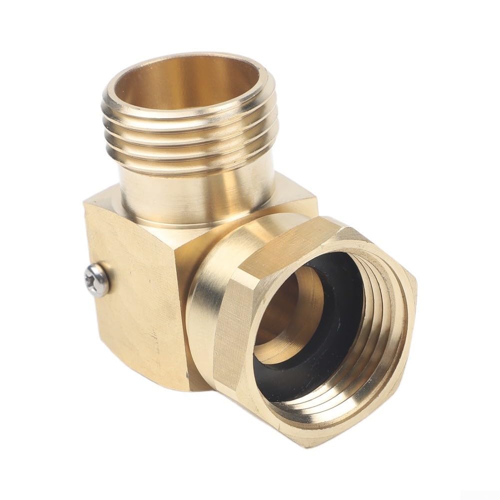 Adaptador de ángulo para manguera de jardín, giratorio 90°, de latón macizo, 3/4 pulgadas para conector giratorio de alta velocidad, evita dobleces para riego y lavado de coches (4 unidades)