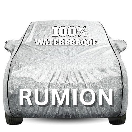 Image of Waterproof Car Body Cover - 100% Water Proof Custom Fit New Car Covers, Outdoor Full Protecting Cover for Rumion (All Models) with Free Storage Bag - UV, Rain & Dust, All Weather Protection