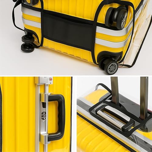 Image of Suitcase Cover Set Of 3 Trolley Bag Cover Transparent PVC Suitcase Bag Cover with Zipper Dustproof Waterproof & Cabin Bag Anti-Scratch Luggage Cover for Travel Accessories, ( Grey, Pack of 3 )