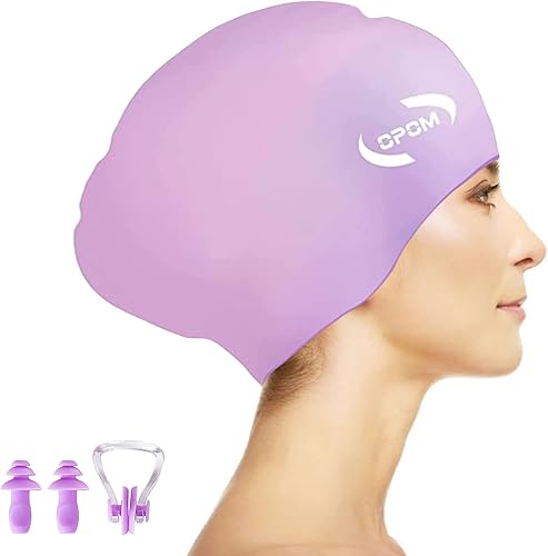Miniatura 1 de Gorro de natación de silicona para mujer, sombreros de natación gruesos de alta elasticidad para cabello largo, gorras de natación para mujeres y