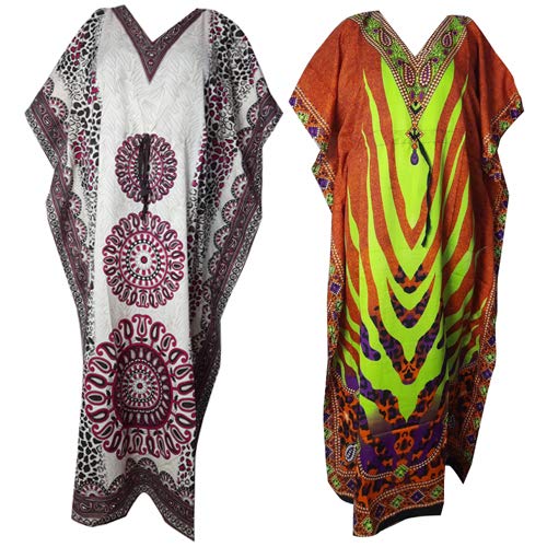 Robe de nuit imprimée femme Lot de 2 nuisettes polyester amples multicolores Ukal LONG_008