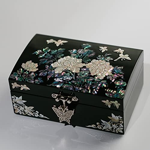 February Mountain Mother of Pearl Small Jewelry Box with mirror lid, Jewelry Storage Organizer for Earring, Necklace, Rings, Bracelet & Accessories Gift ideas for women who have everything