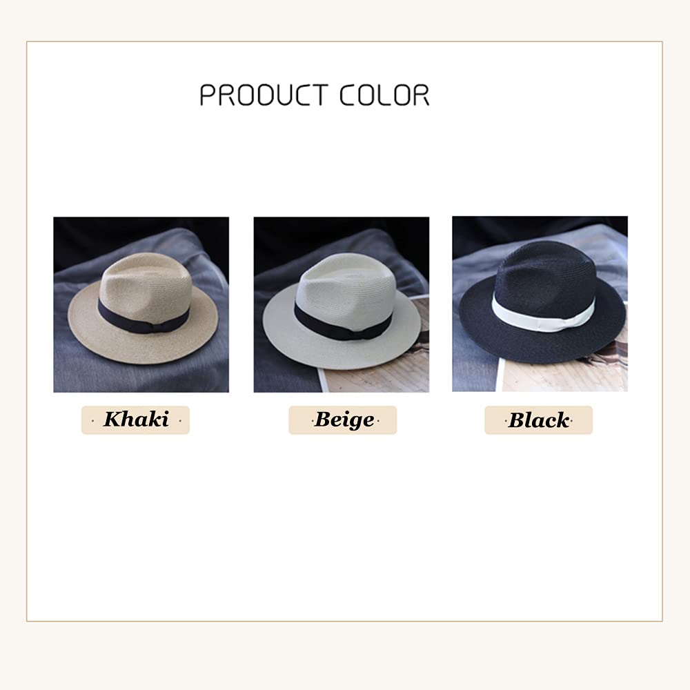 XIAOLIN Sombrero Panamá De Paja De ala Ancha Unisex De Playa para El Sol Sombreros con Visera Senderismo Viajes Al Aire Libre UPF50 +(Color:C)