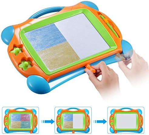 Banne Bon Magnetic Drawing Doodle Board for Kids Toddlers 14Inch Colorful Travel Size Erasable Sketching Pad Toys for Writing Painting and Learning (Multicolored)