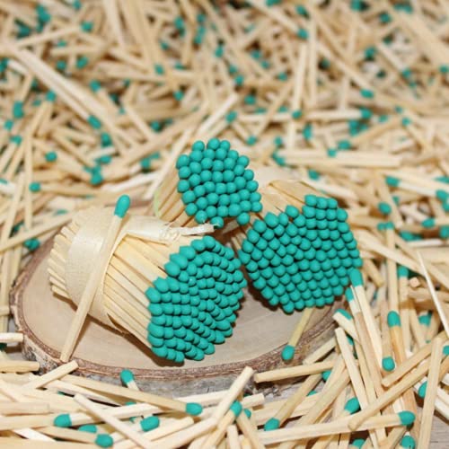 River Birch Teal Tip Decorative Matches | 100+ Small Premium Wooden Safety Matches | Replacement Refill Matchsticks | Home Decor