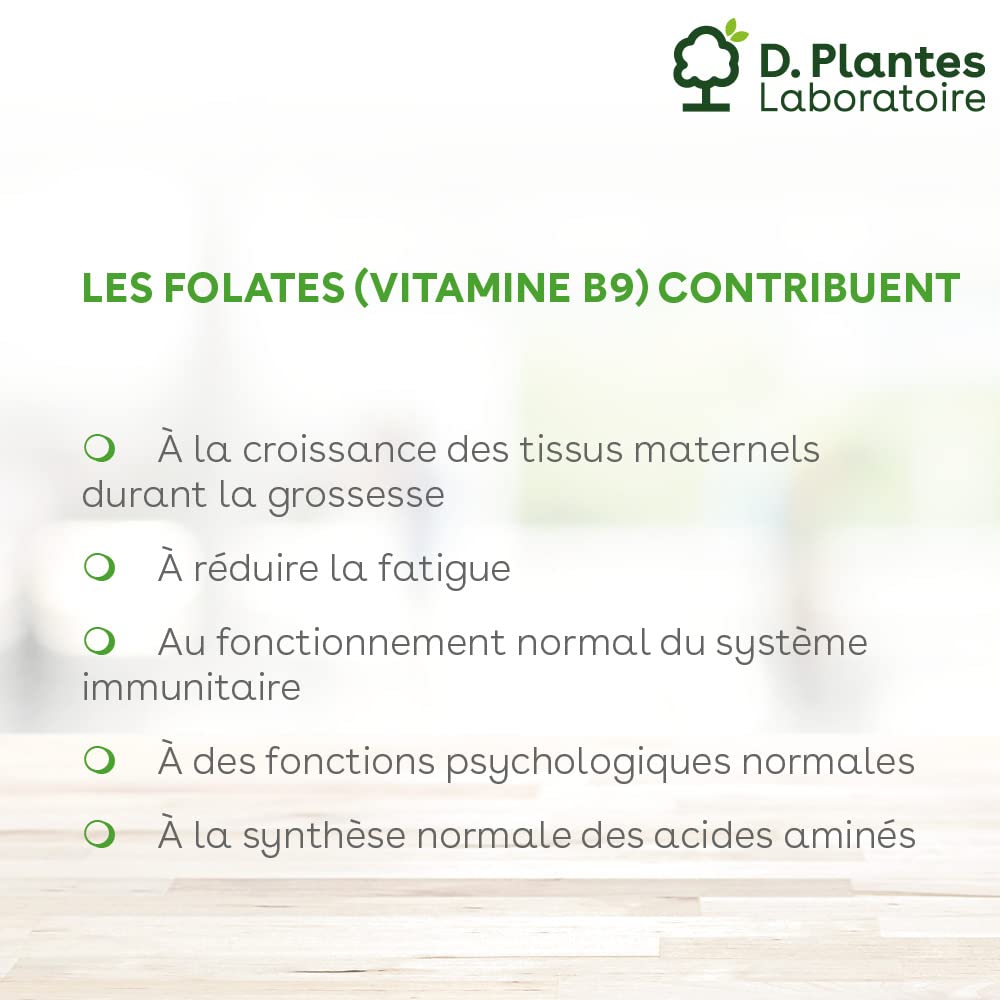 D.PLANTES - Vitamine B9 (acide folique) - Complément Alimentaire - Vitamine Grossesse, Allaitement, Fatigue - 1 Gélule = 100% AR (30 Gélules)