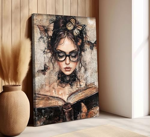 Framed Reading Woman Canvas Wall Art Moody Victorian Female Scholar Poster Print Dark Academy Picture Gothic College Aesthetic Wall Decor for Bedroom Living Room Library Corner Bedroom Dorm 12x16in - Image 3