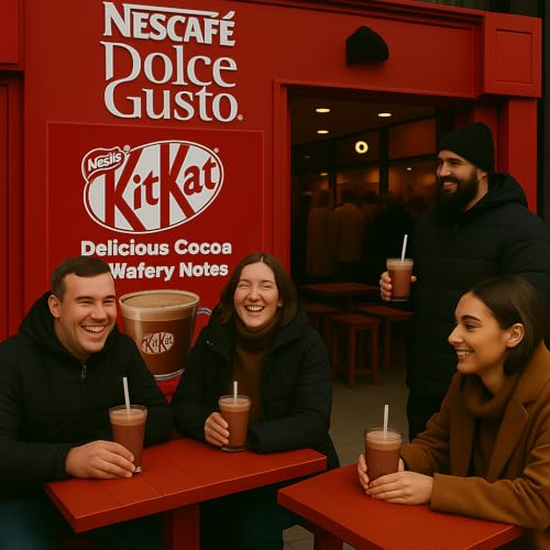 Image of Nescafe Dolce Gusto KitKat Hot Chocolate Pods - (Pack of 2) - 256g Box By COUGAR - Compatible with Dolce Gusto Machines | 32 Capsules | Creamy Cocoa Drink with Signature KitKat Flavour | Rich, Smooth & Velvety Texture | Perfect for Home, Office & Chocolate Lovers - (Imported-UK)