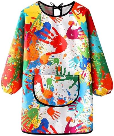 Tablier De Peinture Imperméable Enfant Manches Longues - Avec Poche - Taille 1-14 Ans - Réutilisable