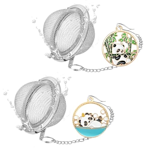 2Pcs Tea Infuser,2.1” Tea Ball with Panda Pendant,Tea Steeper,Tea Strainer