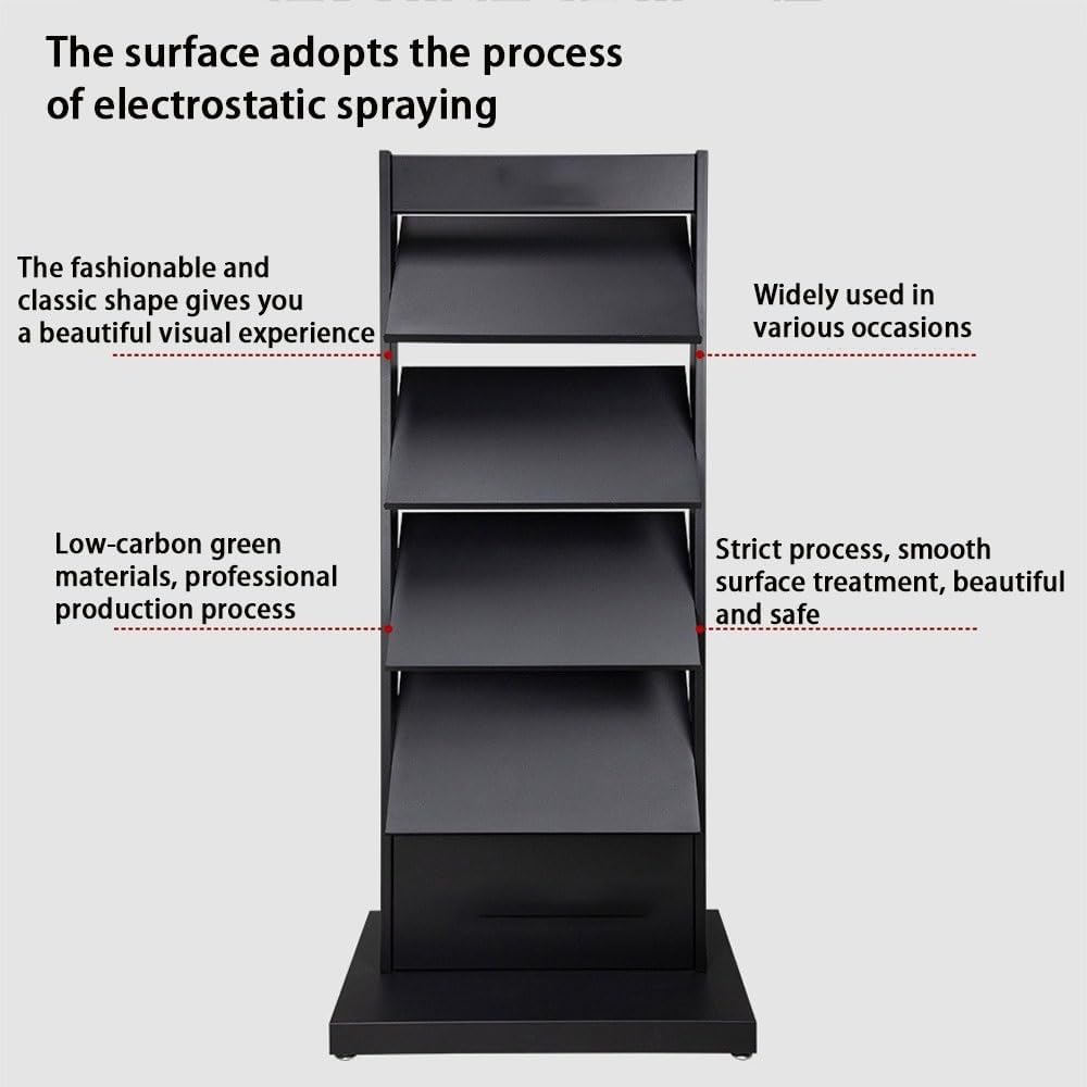 Metal Literature Display Rack with 4 Shelves, Freestanding Floor Magazine and Brochure Holder for Office Lobby, Trade Shows, Retail Stores(White)