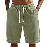 Corduroy Shorts, Elastic Waist with Pockets, Soft...