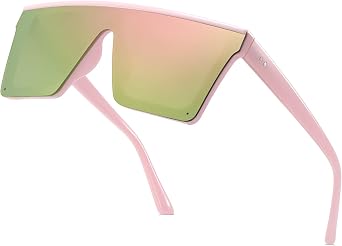 Square Oversized Sunglasses for Women and Men Fashion Flat Top Goggle Siamese Lens