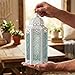 VELA LANTERNS White Moroccan Candle Lantern Decorative Candle Holder Lamp for Table or Hanging, Ramadan Decorations, Indoor Home Decor, Outdoor Patio or Porch, Weddings, Clear Glass, Medium