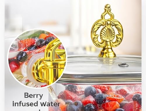Image of 3 Litre Borosilicate Glass Detox Water jug Dispenser with Wooden Stand, Beverage Dispenser for Beer, Water, Cocktails, Detox Drinks & More, Perfect for Parties &,Daily Uses (Set of 1)