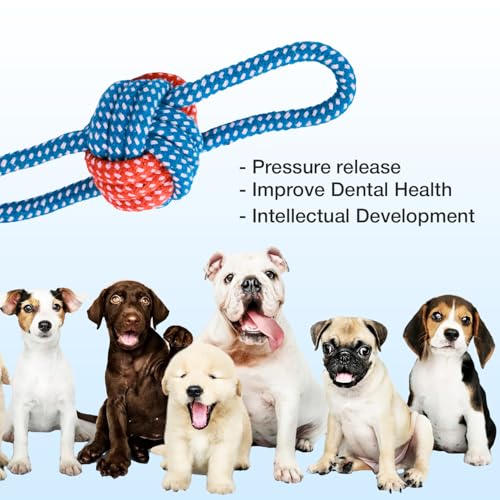 Image of Cotton Rope for Dogs and Pets |Knotted Woven Pet Dog Toy Eco-Friendly Cotton Rope Toys Medium /Small Dogs Toy |Chewing and Playing Teeth Cleaning and Training for Dogs and Puppies (Blue)