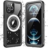 Redpepper Compatible with iPhone 12 Pro Case Waterproof, Built-in Screen Protector Support Magnetic Wireless Charging Heavy Duty Shockproof Dustproof Case for iPhone 12 Pro 6.1 inch (Black/Clear)