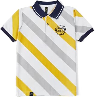 Earth Conscious Boys Pure Cotton Printed Polo T-Shirt | Half Sleeve Regular Fit Shirt for Kids | Collared Neck | Soft & Du... Price In India