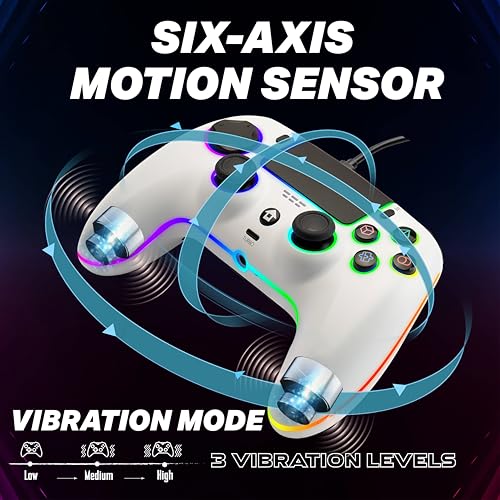 Image of Nitho NOVA RGB Wired Controller for PS5, PS4, PC, Mac, Android & Steam Deck, Gamepad with Hall Effect Triggers, Programmable Buttons, Motion Sensor, Touchpad, Compatible with PS5 Pro /Slim - White