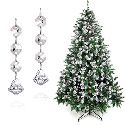 Volsha 15 ornamenti da appendere all'albero di Natale, prisma di cristallo in vetro, per lampadari, lampade a goccia, decorazioni perfette per albero di Natale (diamante, 15 pezzi)