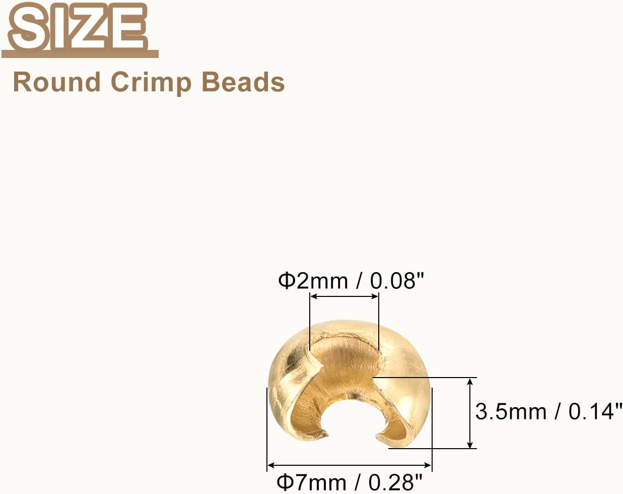 uxcell 150pcs Crimp Bead Covers, 5mm/0.2" Half Round Open Crimp Beads Knot Cover Metal Small Loose Beads End Tip for Bracelet Jewelry Making Craft DIY, Light Gold - Image 2