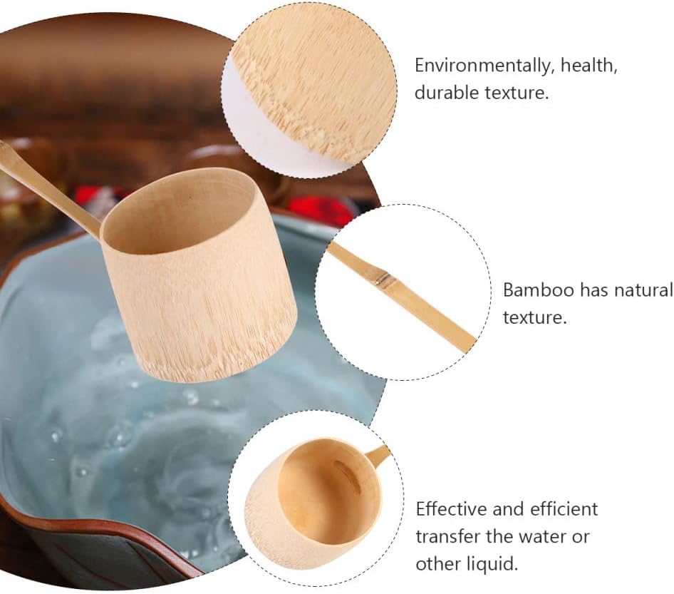 MAGICLULU Bamboo Tea Spoon 9.84In Long Handle Japanese Water Ladle Wooden Matcha Dipper for Tea Ceremony Kitchen and Garden Use