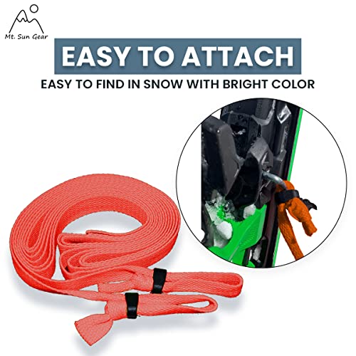 Mt. Sun Gear Powder Streamer (Orange) - Ski Powder Leash - 6ft High Visibility Nylon Leash - Easy Attach & Find in Deep Snow - Sold in Pairs - Thumbnail 2